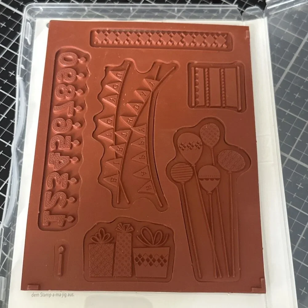 STAMPIN' UP! PATTERNED PARTY STAMP SET BIRTHDAY PRESENTS BALLOONS PRESENTS FLAGS